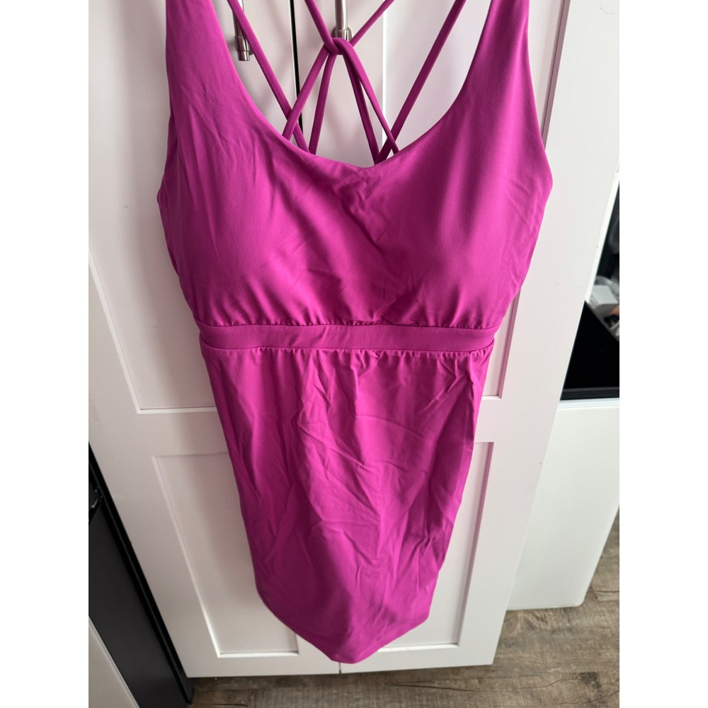 Soma 24/7 Strappy Back Active Tank Dress Magenta Pink Built In Bra Large